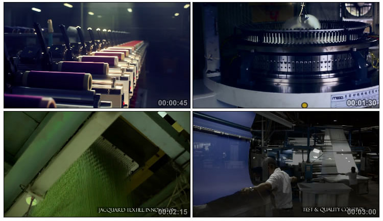 工业生产纺织企业线条编织布料机械化时代企业展示视频素材