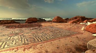 古典历史遗址文化气息海岸浪花冲击自然风光景色视频素材