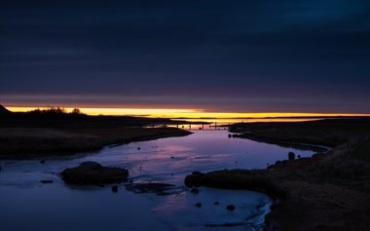 美丽的晚霞河水大桥风光视频素材