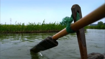 河道中划船划桨视频素材