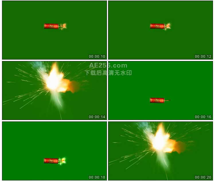 鞭炮炮仗爆炸绿屏抠像特效视频素材