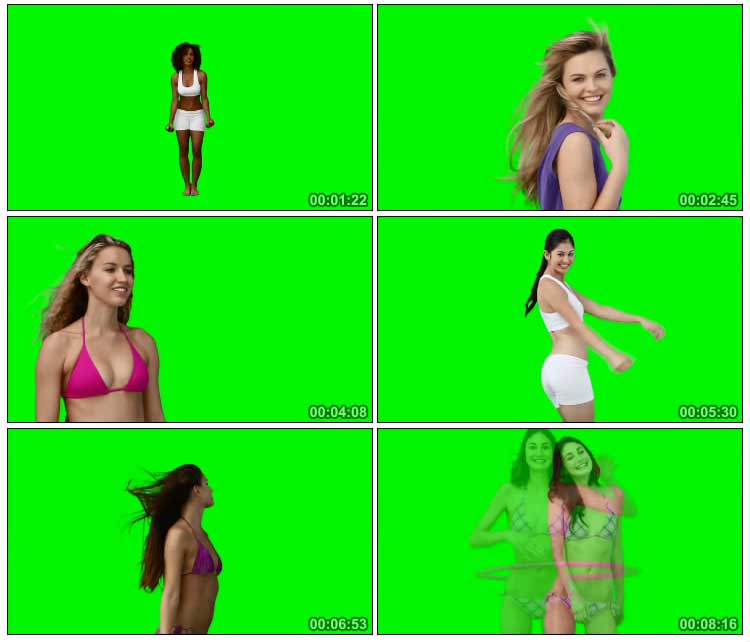 美女运动健身跳舞绿屏抠像特效视频素材