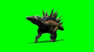 剑龙恐龙奔跑绿屏抠像特效视频素材