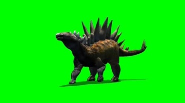 剑龙恐龙奔跑绿屏抠像特效视频素材