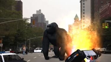 金刚黑猩猩城市破坏特效视频素材