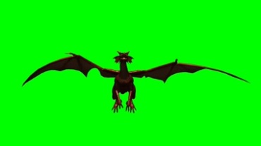 翼龙神兽飞兽展开翅膀飞行绿幕背景视频素材