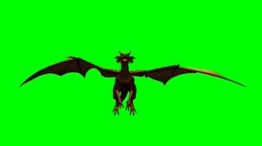 翼龙神兽飞兽展开翅膀飞行绿幕背景视频素材