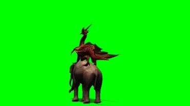 神兽立在大象上的绿幕视频素材