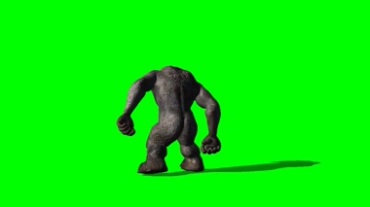 金刚大猩猩被击打后踉跄脚步绿屏抠像特效视频素材