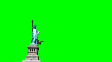 翼龙飞龙飞过自由女神像绿幕背景透明抠像视频素材