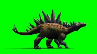 远古剑龙恐龙绿屏背景透明抠像特效视频素材