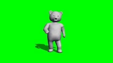 玩具熊大摇大摆绿屏抠像特效视频素材