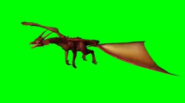 飞龙翼龙神兽飞行姿态绿幕视频素材