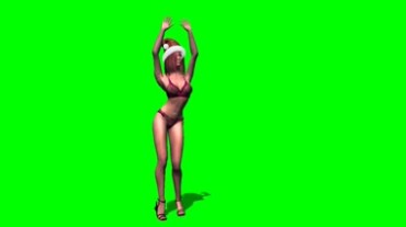 美女跳舞卡通人物形象绿屏抠像特效视频素材