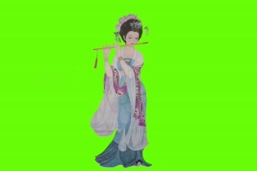 中国古典美女仕图绿幕特效视频素材