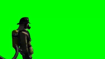 消防员喷雾绿屏抠像特效视频素材