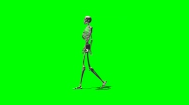 骷髅骨架绿幕背景透明抠像特效视频素材