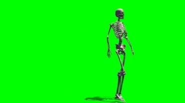 骷髅骨架绿幕背景透明抠像特效视频素材