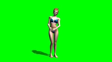 性感比基尼美女绿屏抠像特效视频素材