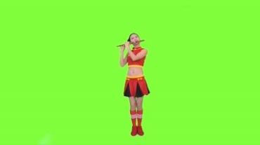 中国美女吹笛子绿屏抠像特效视频素材