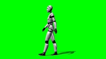 机器人走路绿屏背景透明抠像特效视频素材