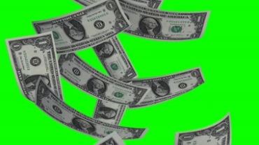 美元天空下钱雨绿幕背景透明抠像特效视频素材