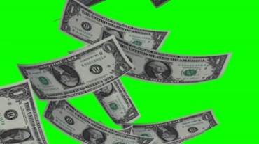 美元天空下钱雨绿幕背景透明抠像特效视频素材