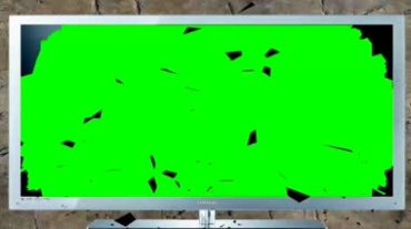 电视显示器碎屏玻璃破碎绿屏抠像特效视频素材