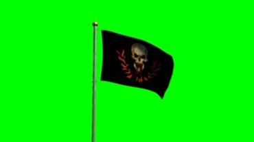 海盗旗帜骷髅头旗帜绿屏特效视频素材