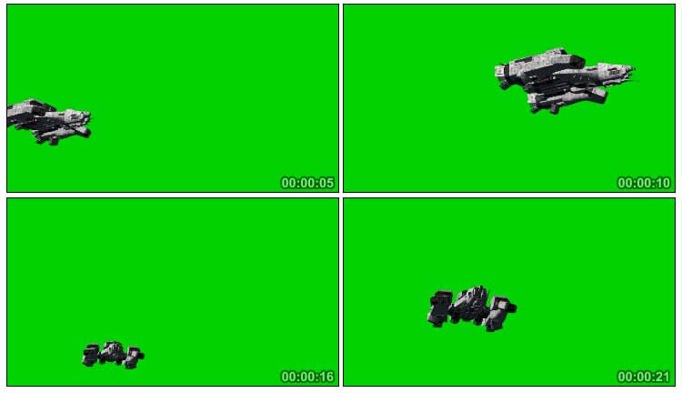 太空飞船战舰绿幕透明抠像视频素材