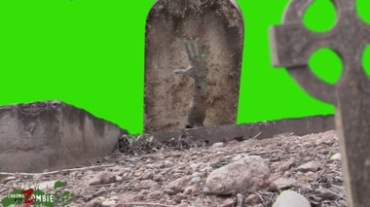 变异丧尸从地底下爬上来绿屏抠像特效视频素材