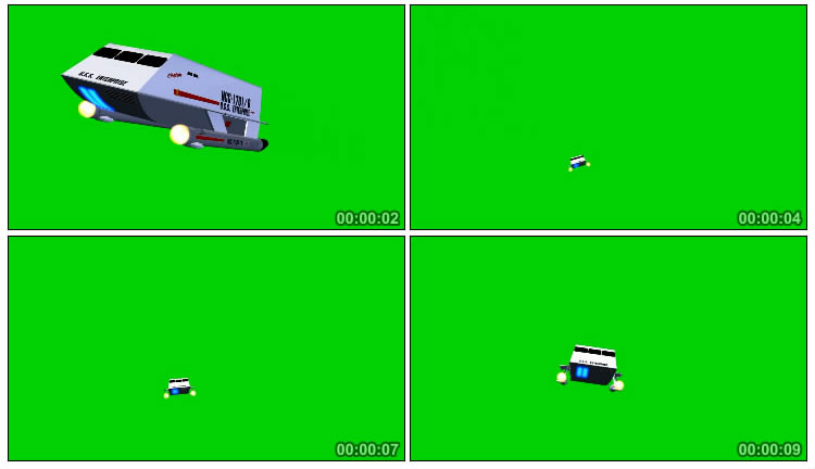 空中巴士未来飞船绿屏抠像特效视频素材