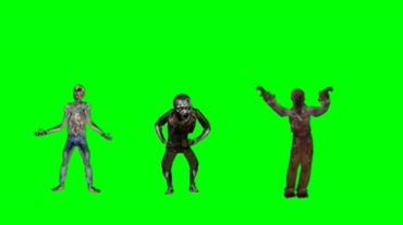 丧尸跳欢快的舞蹈绿幕背景抠像视频素材