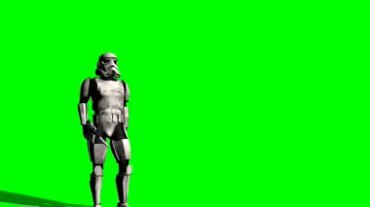 机器人战士拔枪开火绿屏抠像特效视频素材