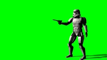 机器人战士拔枪开火绿屏抠像特效视频素材