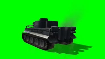 坦克全速前进行驶绿屏抠像视频素材