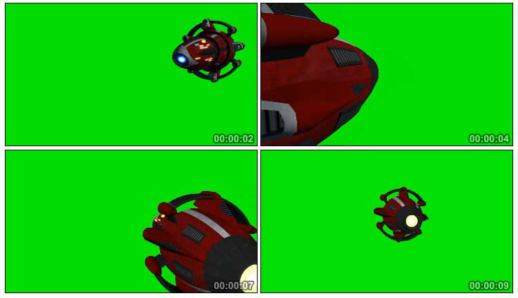 飞行器潜行器绿屏抠像特效视频素材