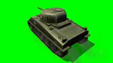 坦克行驶俯拍角度绿屏抠像特效视频素材