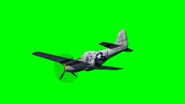 螺旋桨战斗机飞行绿幕背景抠像特效视频素材