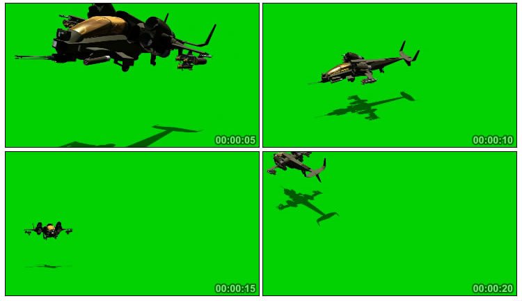 未来战机快速飞过绿屏抠像特效视频素材
