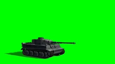 坦克被击中冒黑烟绿屏抠像特效视频素材