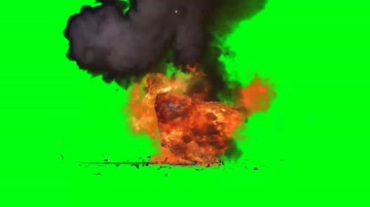 警用汽车起火爆炸绿幕抠像特效视频素材