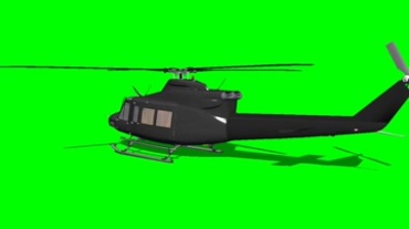 军用直升飞机3D立体展示绿屏抠像特效视频素材