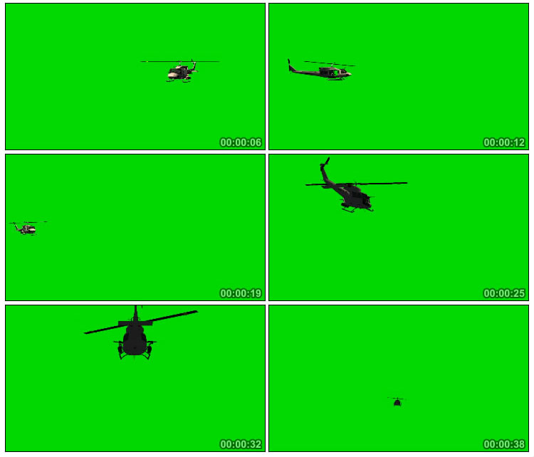 直升机绿幕背景抠像视频素材