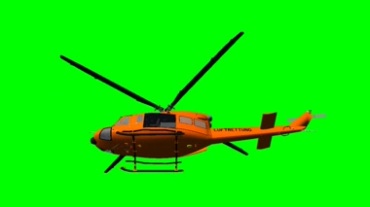 橙色救援直升机绿屏抠像视频素材