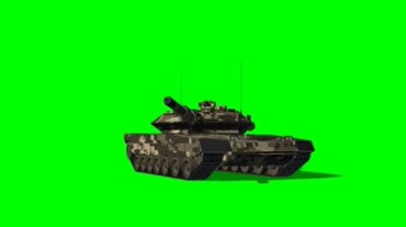 坦克转动炮口绿屏抠像特效视频素材