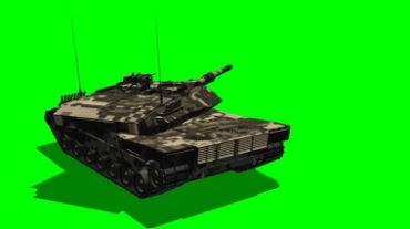 坦克转动炮口绿屏抠像特效视频素材