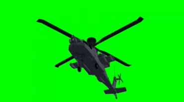 军用直升飞机仰拍绿屏抠像视频素材