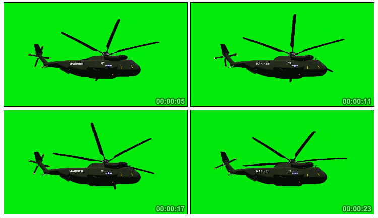 直升飞机绿屏抠像带旋翼叶片音效视频素材