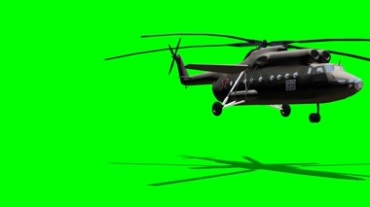 大型直升飞机起飞绿屏抠像视频素材
